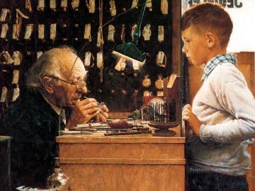 Norman Rockwell Painting - the watchmaker of switzerland Norman Rockwell